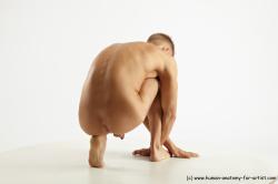 Nude Man White Standing poses - ALL Slim Short Blond Standing poses - knee-bend Realistic